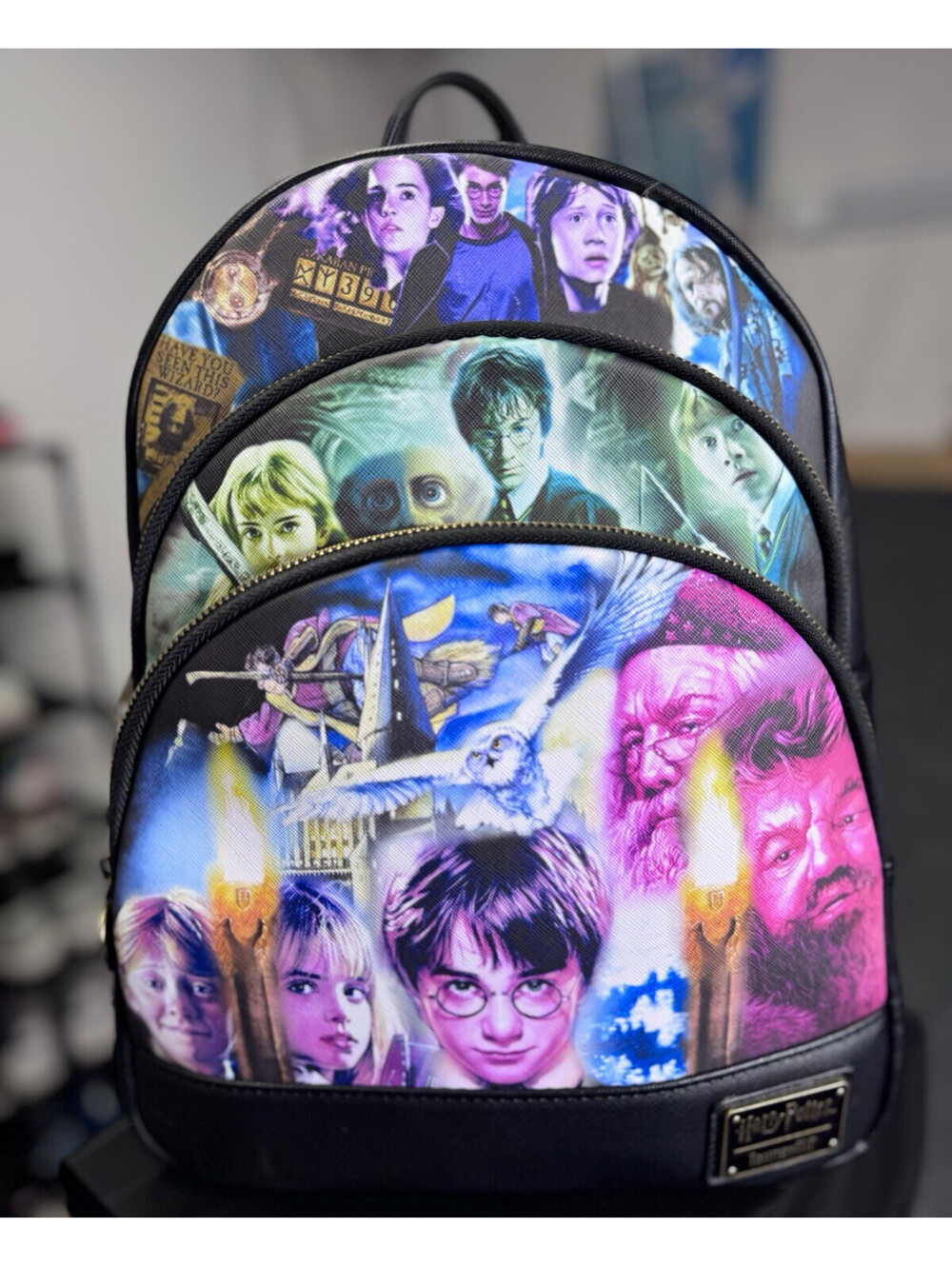 Loungefly Harry Potter Trilogy Triple Pocket Mini Backpack Movie Poster NWOT